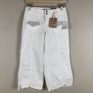 Candies Pants White Embellished Crop Stretch Casual New Womens Juniors Size 1